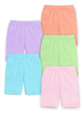 Trampoline Cotton Lycra Knit Pack Of 5 Solid Cycling Sports Shorts - Multi Colour