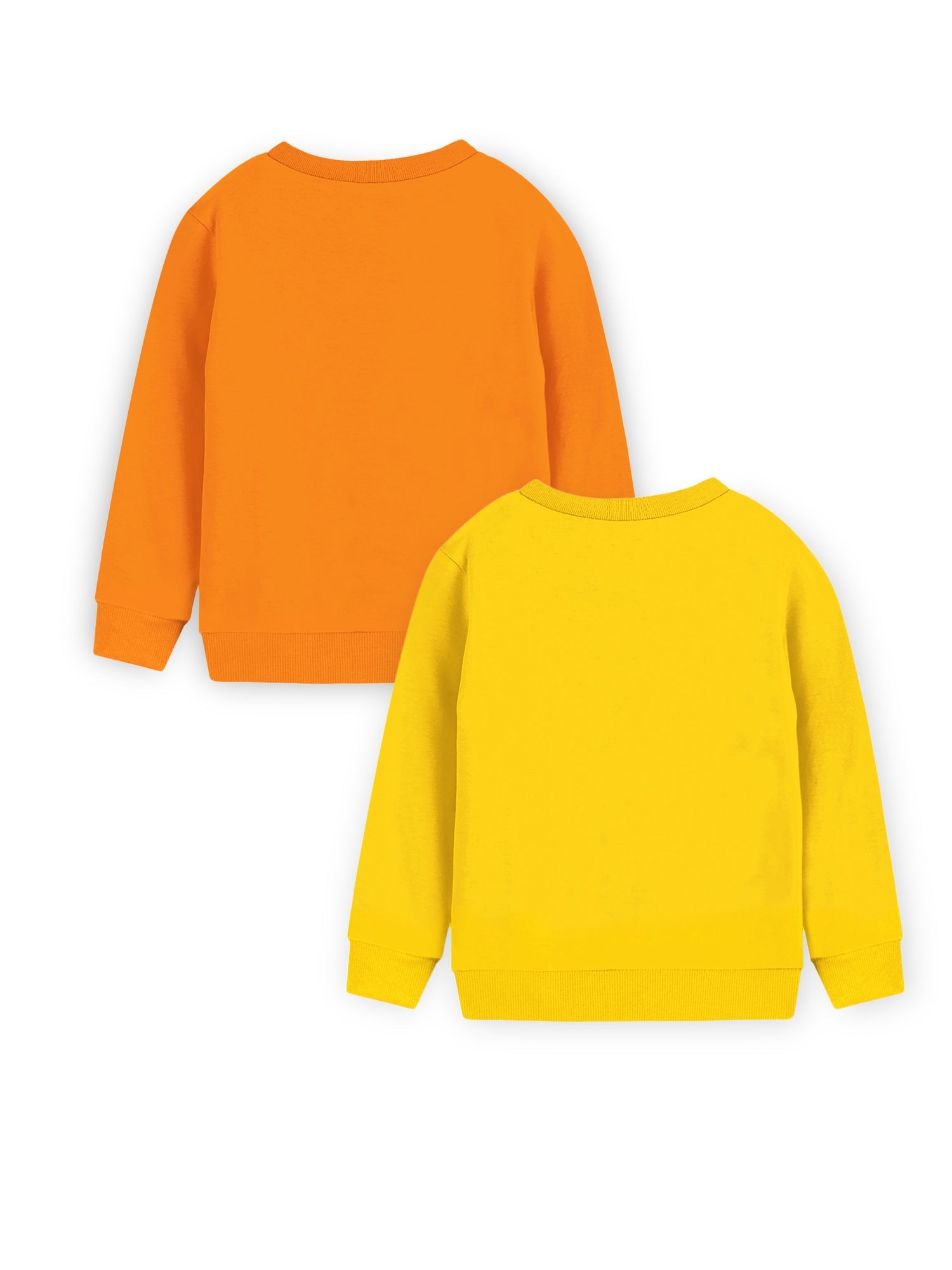 Trampoline Cotton Blend Knit Pack Of 2 Full Sleeves Dinosaur & Tiger Patch Work Printed Tees - Yellow & Orange