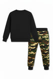 Trampoline Boys Terry Loop Full Sleeves Camouflage Printed T-Shirt & Track Pant Set - Multicolor