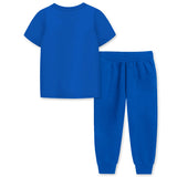 Trampoline Cotton Blend Knit Half Sleeves Lion King Printed T-shirt & Track Pants Set - Blue