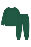 Trampoline Fleece Knit Full Sleeves Snowman Printed Winter Sweatshirt And Pajama Set - Green