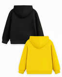 Trampoline Fleece Knit Full Sleeves Girl & Heart Printed Hooded Winter Sweatshirt Pack of 2 - Black Yellow