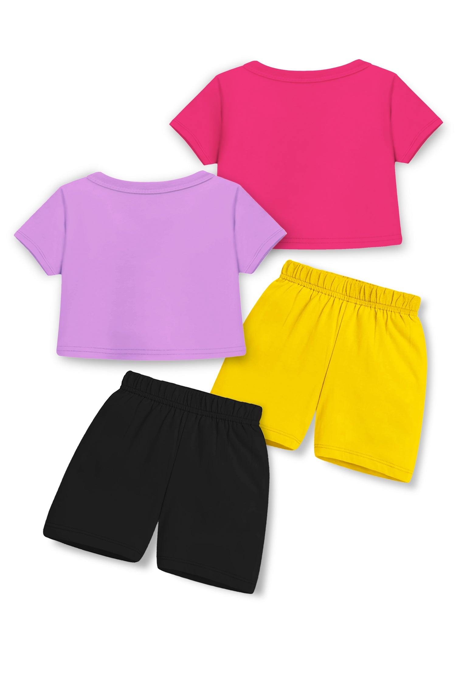 Trampoline Cotton Blend Pack Of 2 Half Sleeves Fresh Summer & Be Kind Printed Crop Top & Shorts Set - Multi Colour
