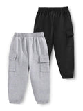 Trampoline Cotton Blend Knit Pack Of 2 Solid Cargo Joggers - Black & Grey