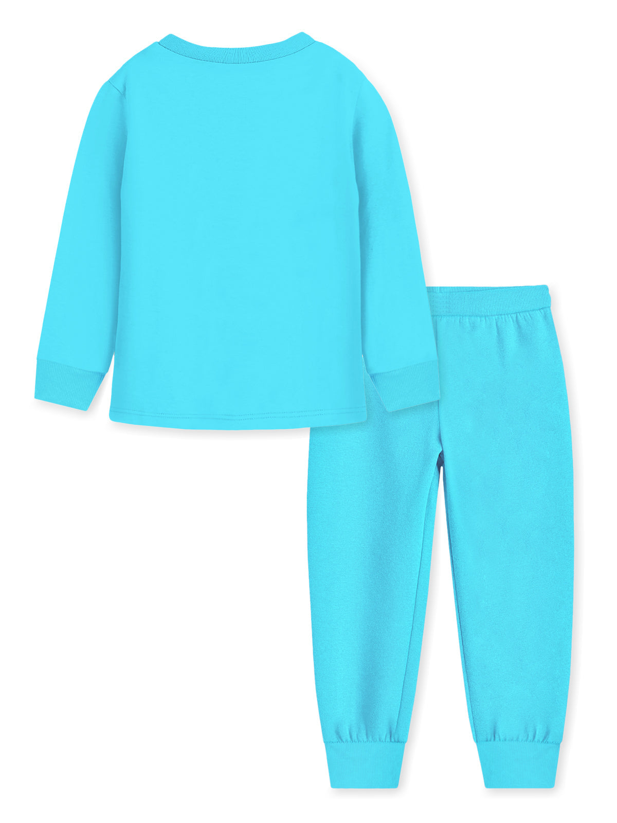 Trampoline Knit Cotton Blend Printed Round Neck T-Shirt With Track Pant - Sky Blue