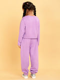 Trampoline Girls Purple Printed Crop Top with Trackpant