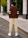 Trampoline Boys Cotton Blend Brooklyn Graphic T-Shirt with Cargo Jogger Set – Brown & Beige