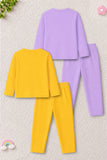 Trampoline Girls Cotton Blend Unicorn & Shine Bright Print T-Shirt & Pants Set – Pack of 2 (Purple & Yellow)