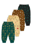 Trampoline Fleece Knit Full Length Pack Of 4 Pajamas With All Over Print - Multi Colour
