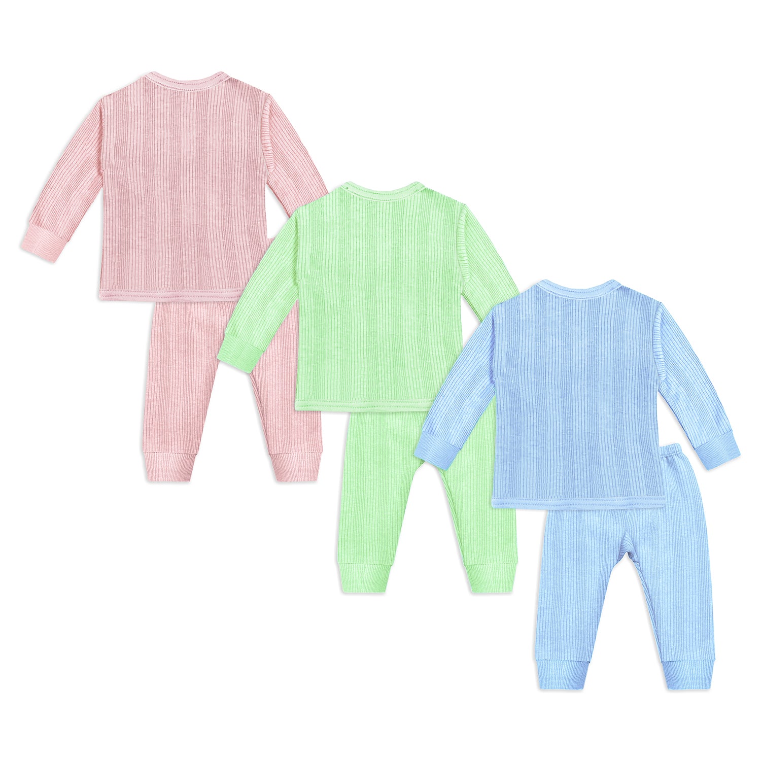 Trampoline Pack Of 3 Pink, Blue & Green Striped Thermal Set