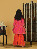 Trampoline Cotton Woven Three Fourth Sleeves Kurta and Sharara Set - Pink