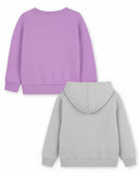 Trampoline Fleece Knit Full Sleeves Text & Unicorn Printed Winter Sweatshirt Pack of 2 - Purple Grey