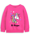 Trampoline Fleece Knit Full Sleeves Girl & Unicorn Printed Winter Sweatshirt Pack Of 2 - Black Pink