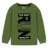Trampoline Cotton Blend Knit Full Sleeves Text Printed Tee With Jogger Set - Green & Black