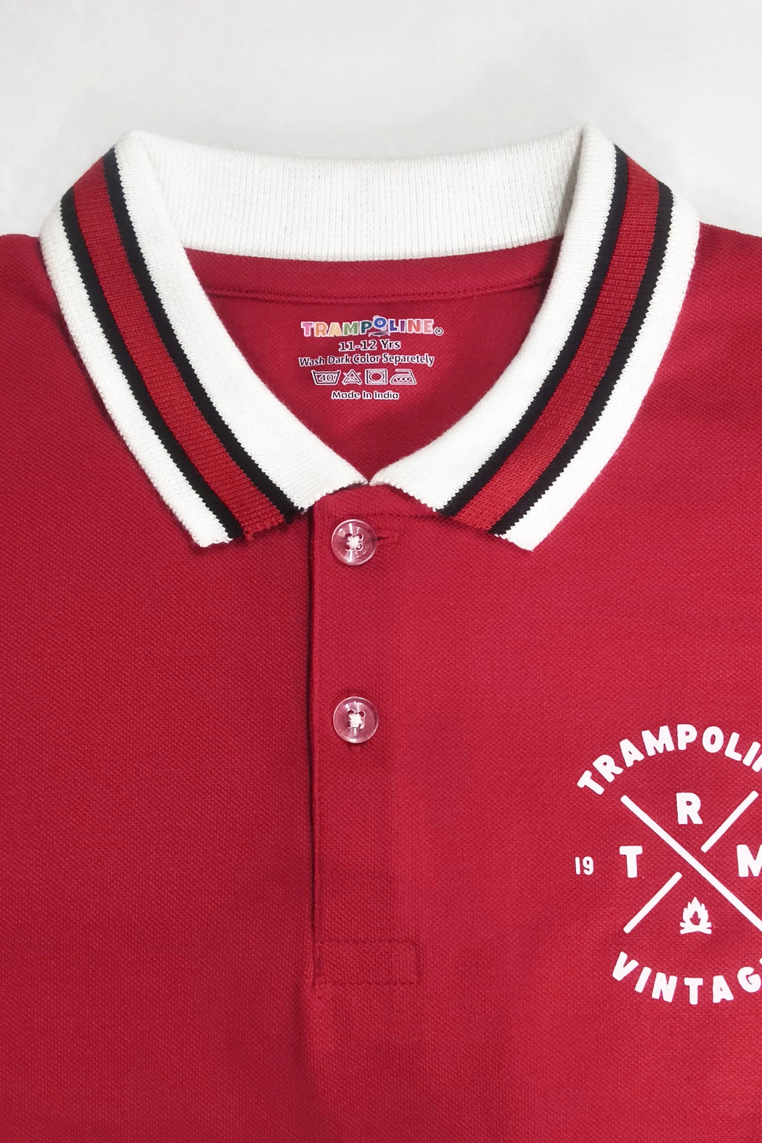 Trampoline Kids Cotton Blend Knit Half Sleeves Solid  Polo T-Shirt - Red