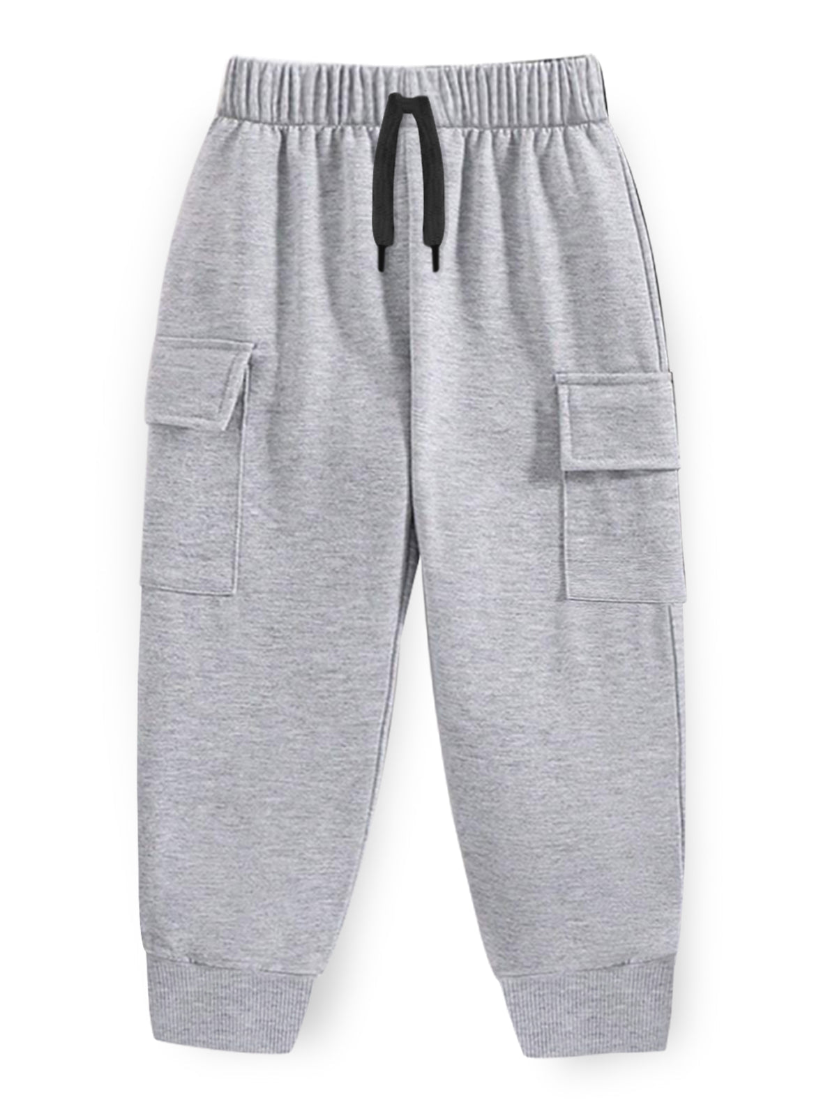Trampoline Cotton Blend Knit Pack Of 2 Solid Cargo Joggers With Pockets - Blue & Grey