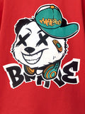 Trampoline Cotton Knit Half Sleeves Oversized T-Shirts With Bold Graphic Prints & Drop Shoulder - Red