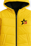 Trampoline Knit Full Sleeves Solid Puffer Winter Jacket With 2 Front Pockets - Yellow