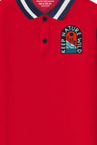 Trampoline Kids Cotton Blend Knit Half Sleeves Solid  Polo T-Shirt - Red and Blue