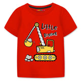 Trampoline Cotton Blend Pack Of 3 Half Sleeves Little Digger & Lion Printed T-Shirt & Shorts Set - Multi Colour