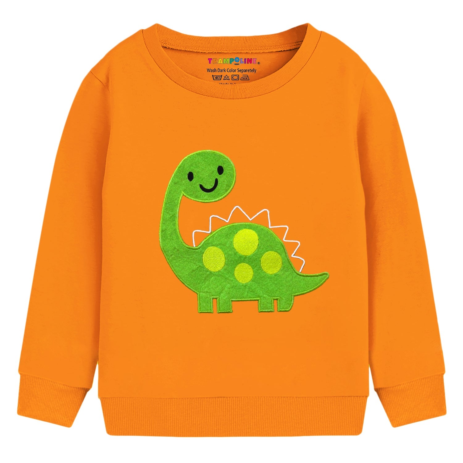 Trampoline Cotton Blend Knit Pack Of 2 Full Sleeves Dinosaur & Tiger Patch Work Printed Tees - Yellow & Orange