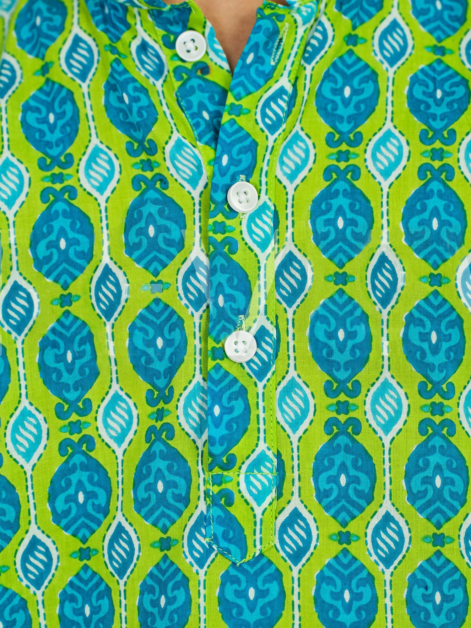 Trampoline Woven Cotton Full Sleeves Geometric Printed Kurta Pajama Set - Yellow