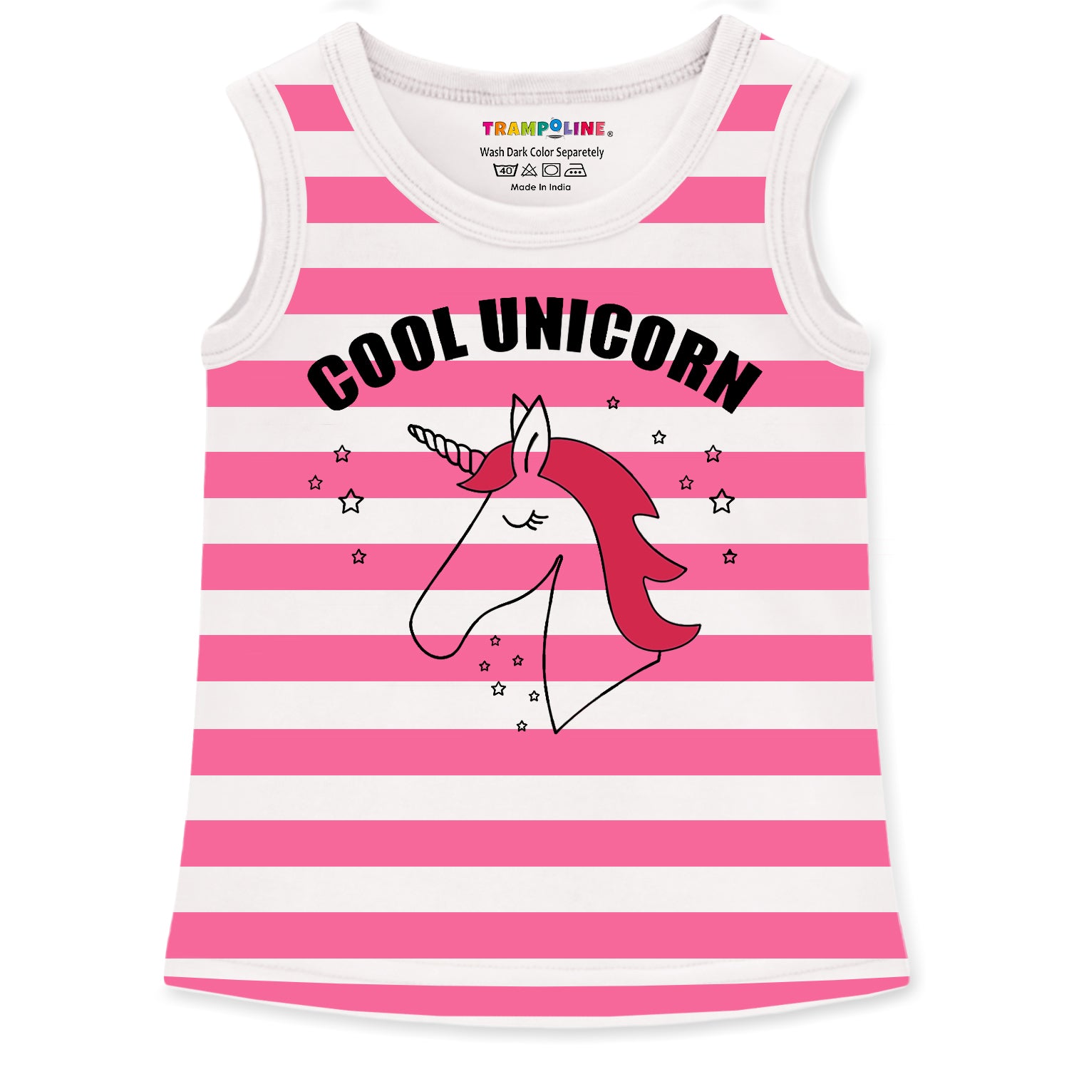 Trampoline Cotton Blend Pack Of 4 Sleeveless Unicorn & Lets Shine Printed T-Shirts- Multi Colour