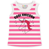 Trampoline Cotton Blend Pack Of 4 Sleeveless Unicorn & Lets Shine Printed T-Shirts- Multi Colour