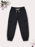 Trampoline Girls Solid Cargo Joggers with 4 Pockets – Pack of 3 (Grey, Pink & Black)