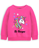 Trampoline Fleece Knit Full Sleeves Unicorn & The Wonder Girl Printed Winter Sweatshirt Pack Of 2 - Pink Yellow