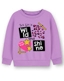 Trampoline Fleece Knit Full Sleeves Text Printed Winter Sweatshirt Pack of 2 - Black Purple