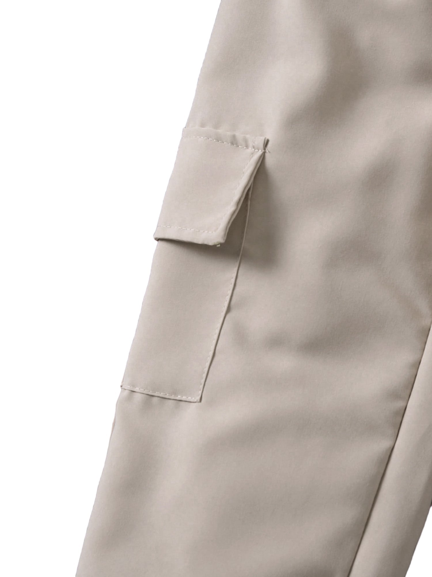 Trampoline Cotton Knit Terry Cargo Joggers With 4 Utility Pockets - Beige