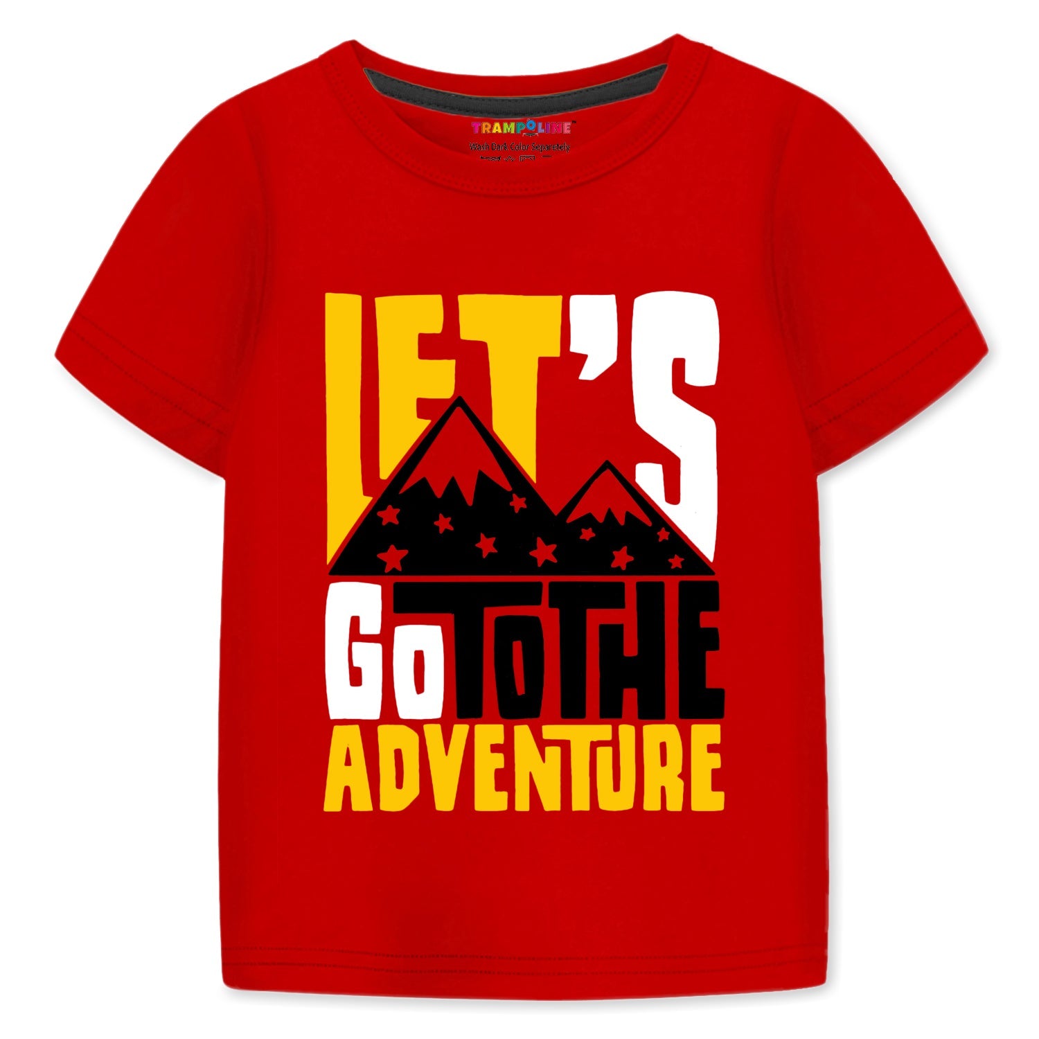Trampoline Knit Adventure Print Cotton Blend T-shirt & Solid Cotton Terry Loop Cargo Jogger Set – Red & Black