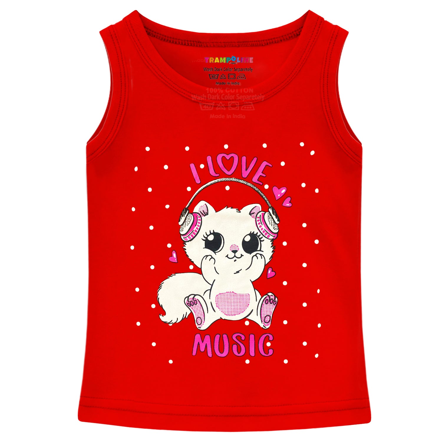 Trampoline Girls Sleeveless Regular Fit T-Shirt (Pack of 4)