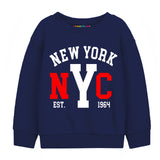 Trampoline Fleece Knit Full Sleeves Nyc New York Printed Winter Sweatshirt Pack Of 2 - Black Navy Blue