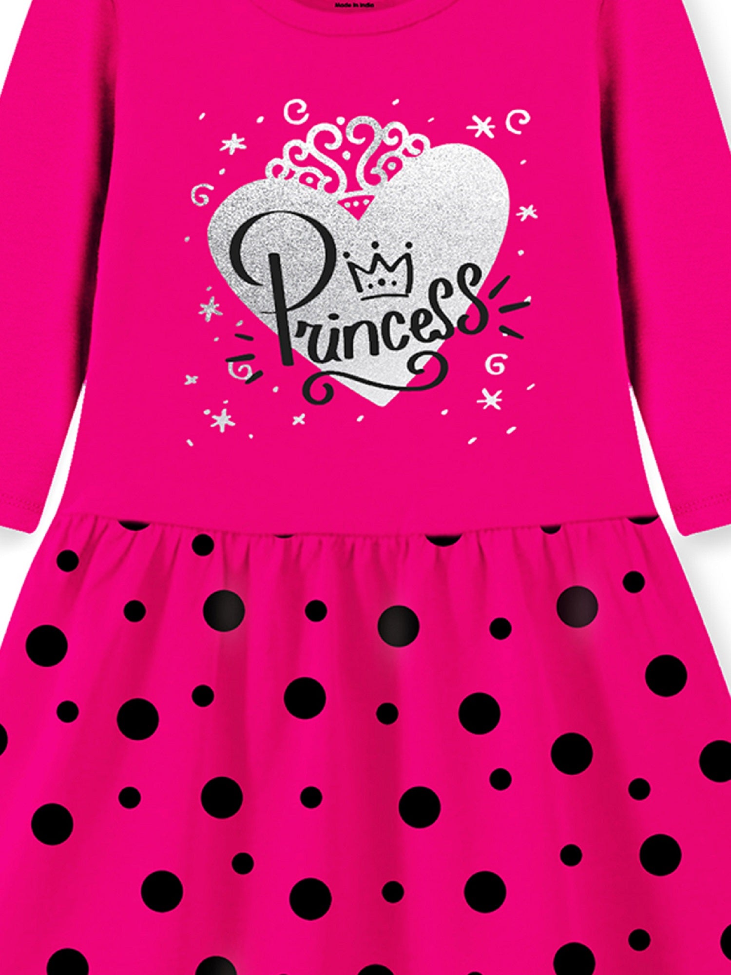 Trampoline Girls 3/4 Sleeve Midi Dress | Stylish Cotton Outfit with Cute Prints | Comfy, Breathable Everyday Wear for Kids | Pack of 1