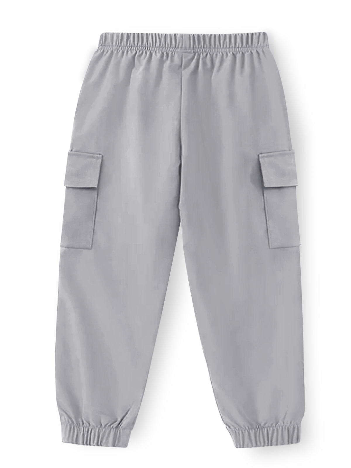 Trampoline Cotton Blend Knit Pack Of 2 Solid Joggers With Elastic Waistband & 2 Pocket- Charcoal Grey & Light Grey