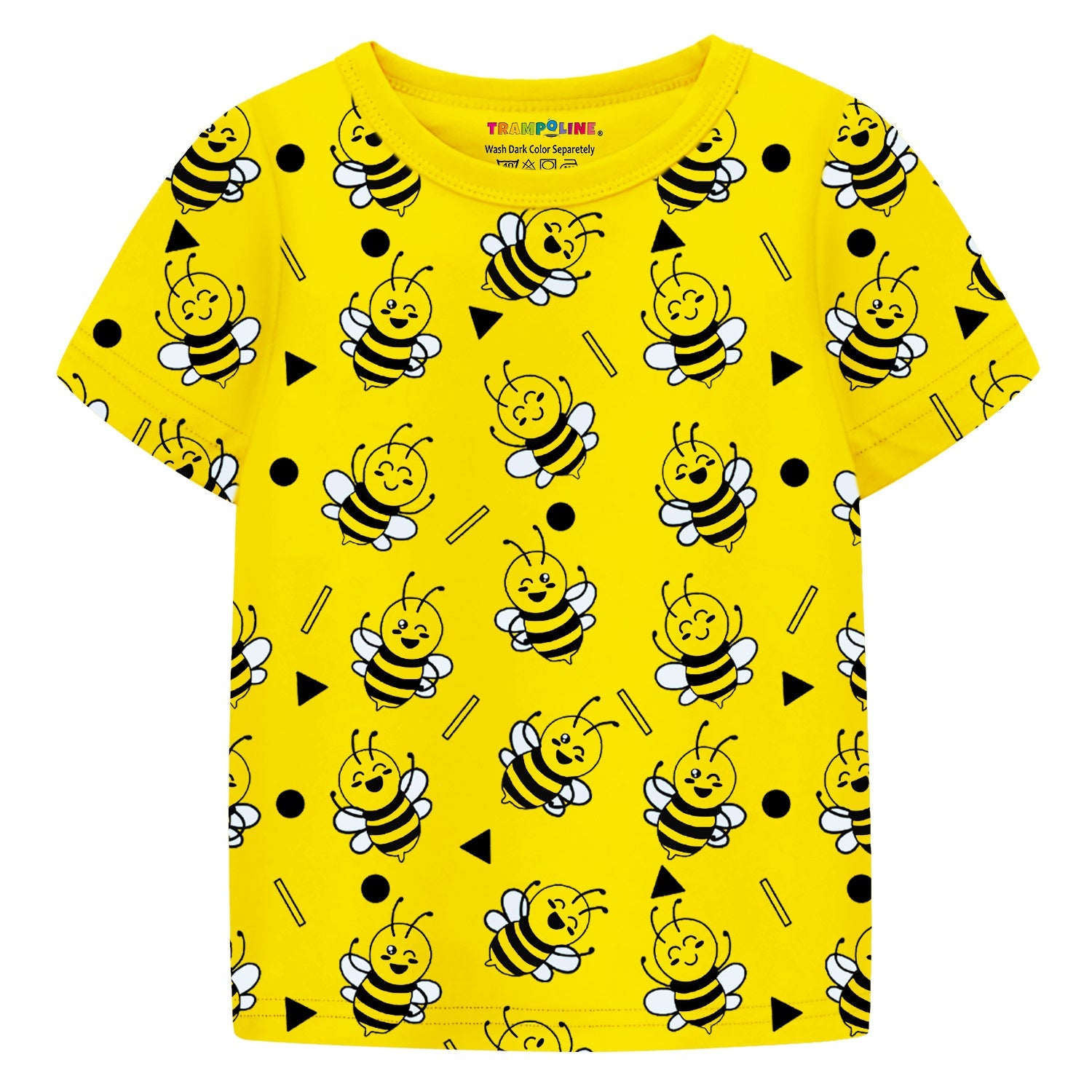 Trampoline Cotton Blend Knit Pack of 2 Half Sleeves Fire Truck & Bee Printed T-shirt & Shorts Set - Yellow & Blue
