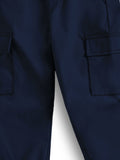 Trampoline Woven Cotton Solid Cargo Trousers - Navy Blue