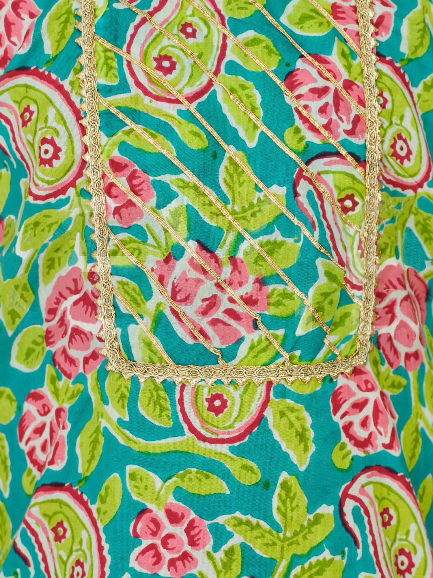 Trampoline Cotton Woven Floral Printed Cord Set with Palazzo - Multicolour
