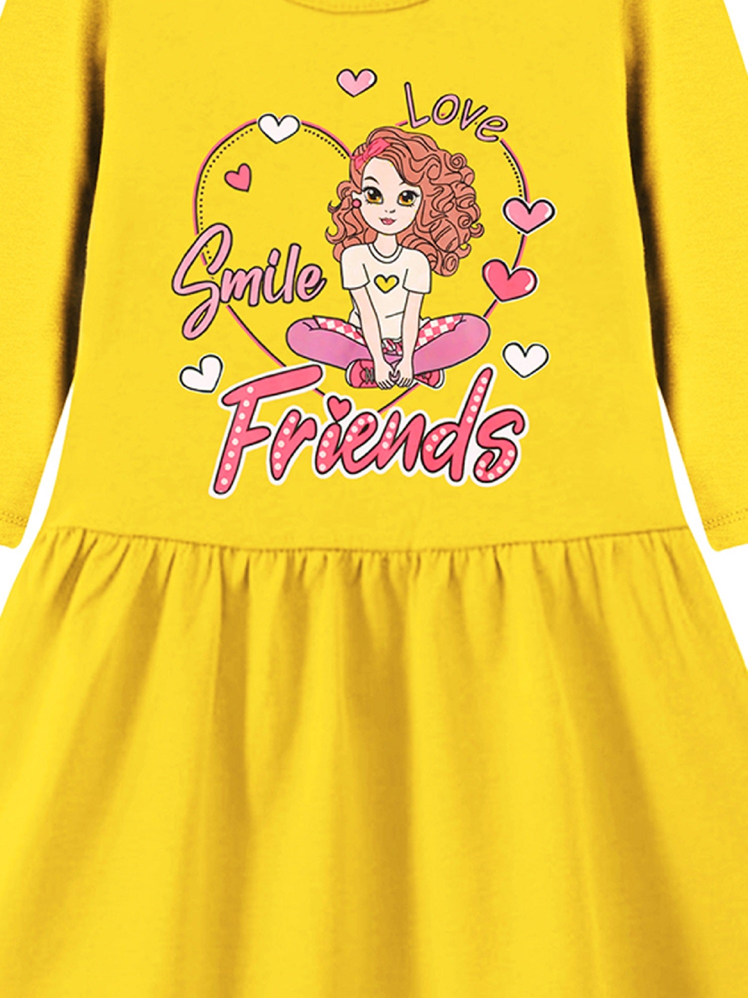 Trampoline Girls 3/4 Sleeve Midi Dress | Stylish Cotton Outfit with Cute Prints | Comfy, Breathable Everyday Wear for Kids | Pack of 1