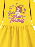 Trampoline Girls 3/4 Sleeve Midi Dress | Stylish Cotton Outfit with Cute Prints | Comfy, Breathable Everyday Wear for Kids | Pack of 1