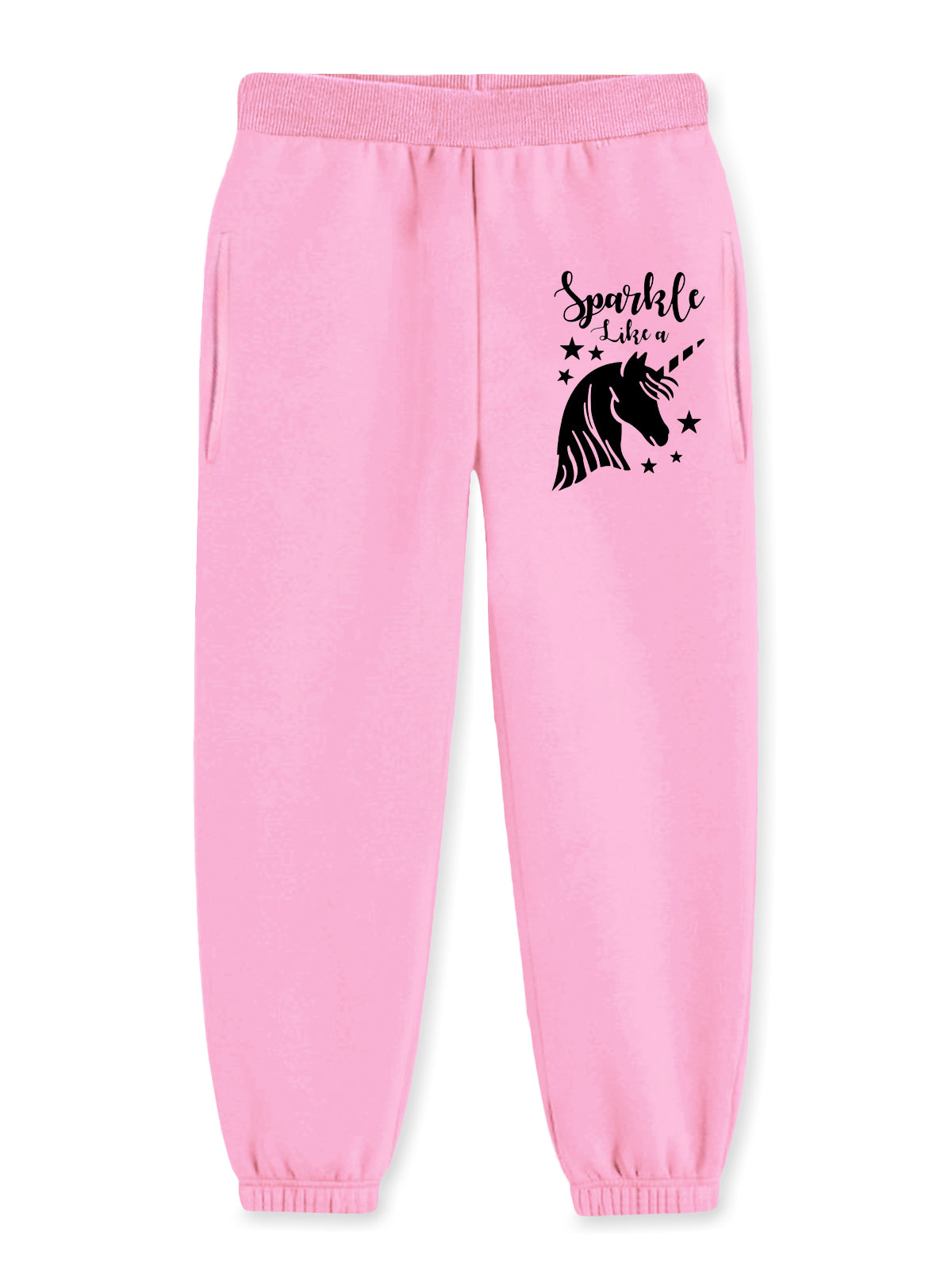 Trampoline Cotton Blend Pack Of 3 Heart & Unicorn Printed Track Pant With Pocket - Purple Black & Pink