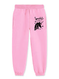 Trampoline Cotton Blend Pack Of 3 Heart & Unicorn Printed Track Pant With Pocket - Purple Black & Pink