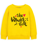 Trampoline Fleece Knit Full Sleeves The Wonder Girl & Unicorn Printed Winter Sweatshirt Pack Of 2 - Yellow Grey