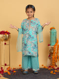 Trampoline Girls Floral Printed Kurta & Palazzo Set With Dupatta