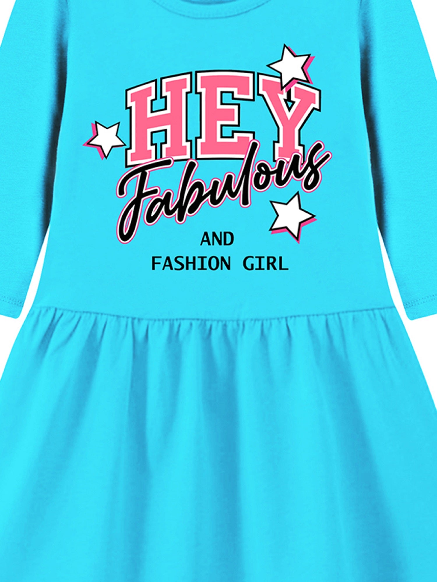 Trampoline Girls 3/4 Sleeve Midi Dress | Stylish Cotton Outfit with Cute Prints | Comfy, Breathable Everyday Wear for Kids | Pack of 1