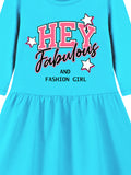 Trampoline Girls 3/4 Sleeve Midi Dress | Stylish Cotton Outfit with Cute Prints | Comfy, Breathable Everyday Wear for Kids | Pack of 1