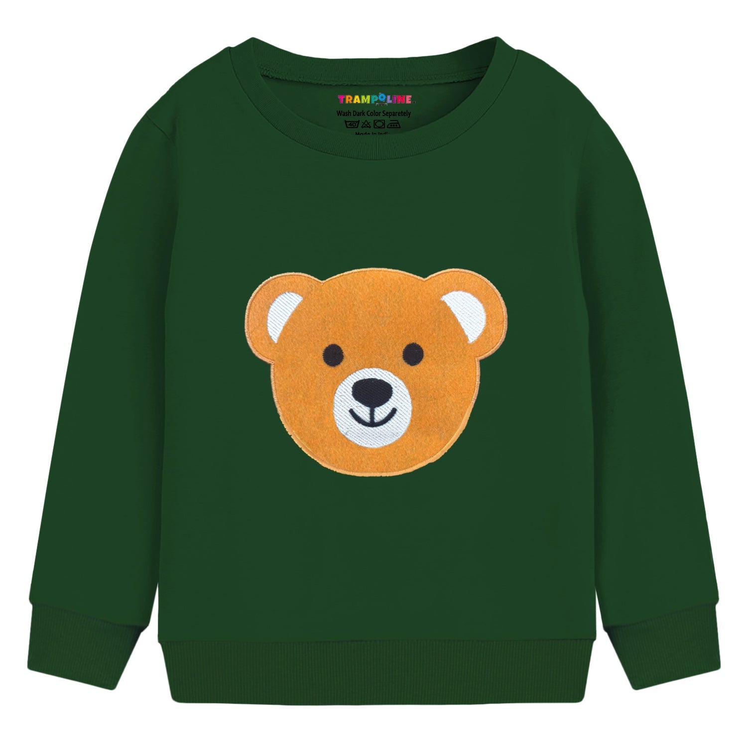 Trampoline Cotton Blend Knit Pack Of 2 Full Sleeves Bear & Penguin Patch Work Printed Tees - Green & Red