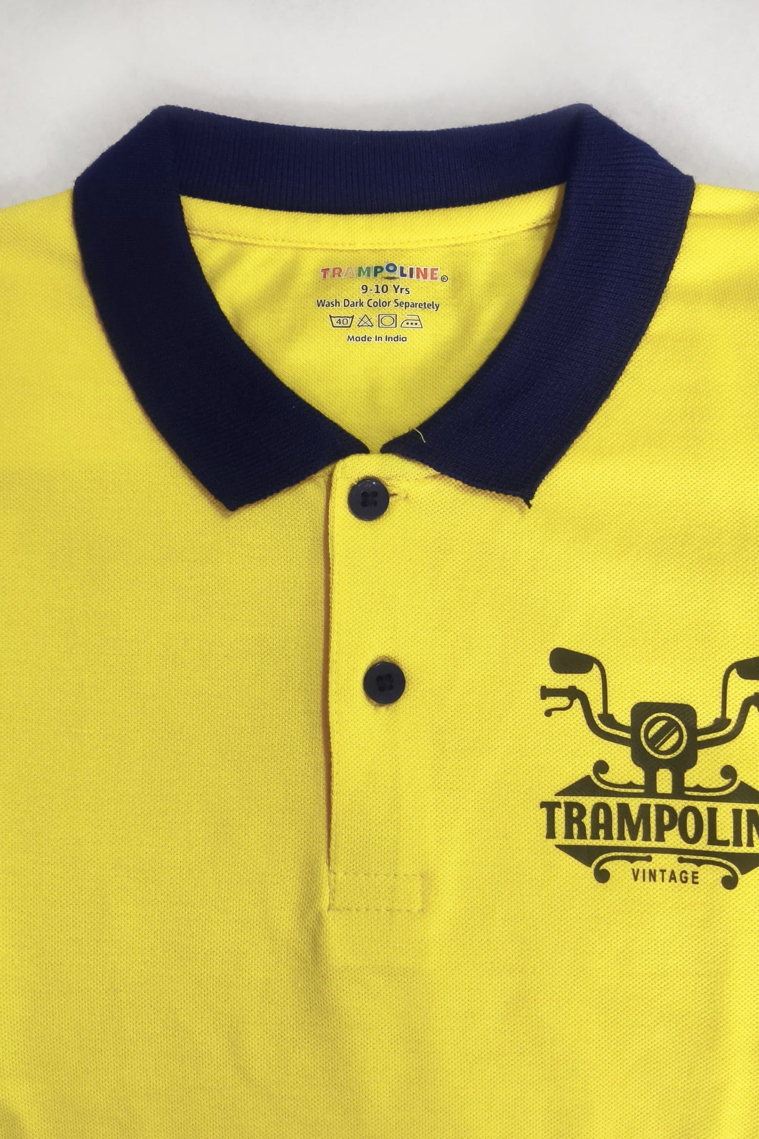 Trampoline Kids Cotton Blend Knit Half Sleeves Solid  Polo T-Shirt - Yellow